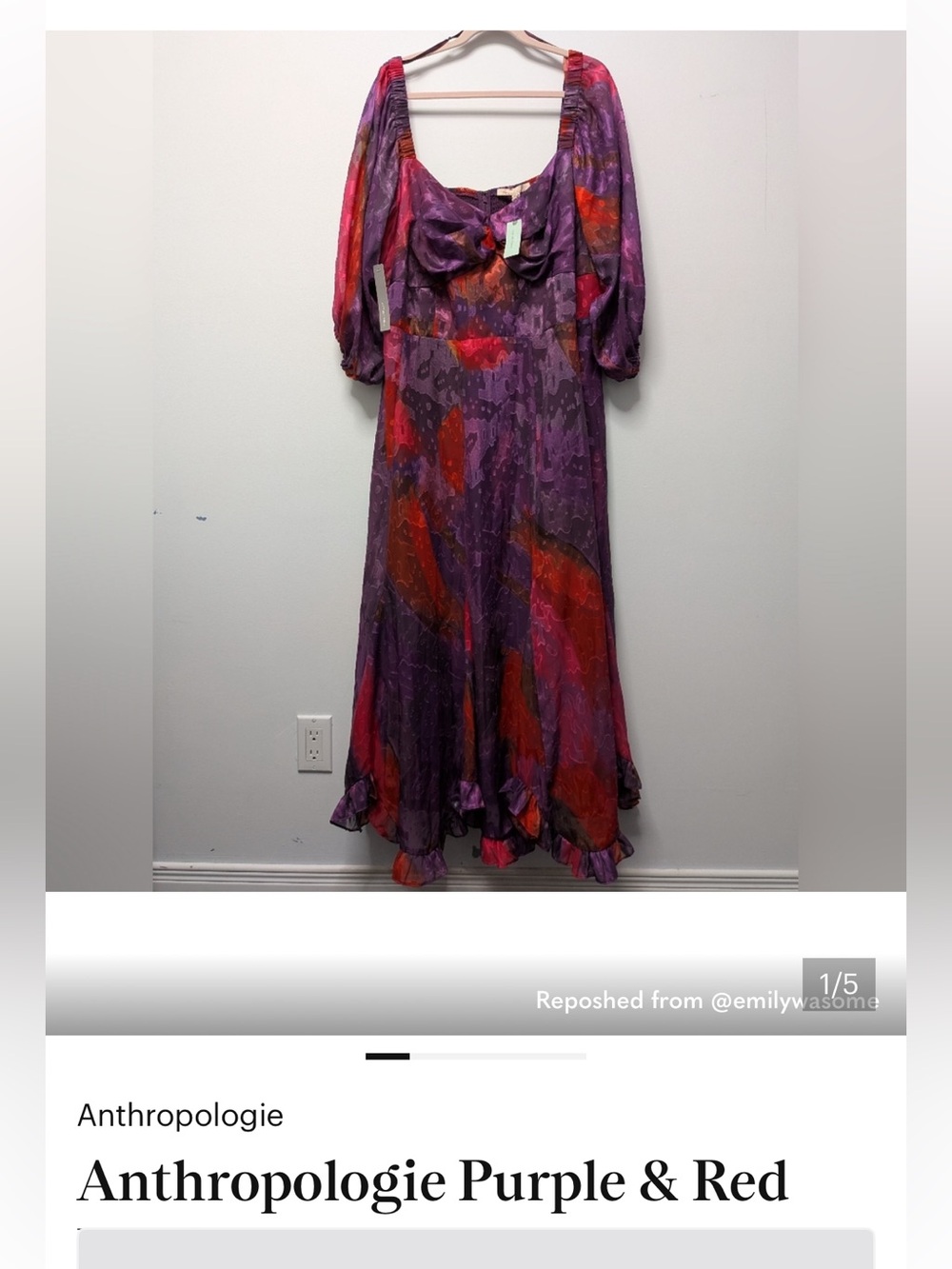 ISO: 2x Anthropologie Purple and Red Floral Maxi Dress